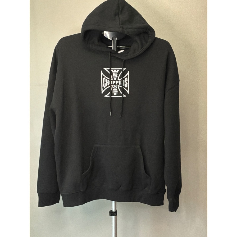 West Coast Choppers Hoodie Mens XL Black Cobra Iron Cross Y2K Biker Streetwear